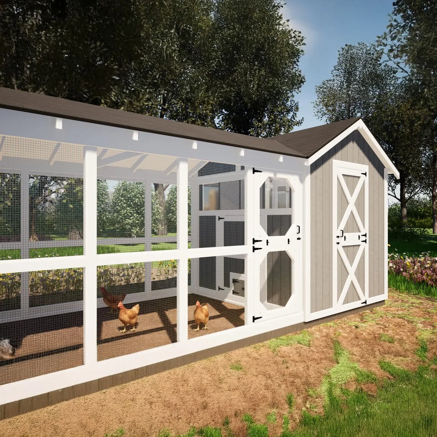 8x32 Large Chicken Coop Plans With 24ft Run For 24 Chickens