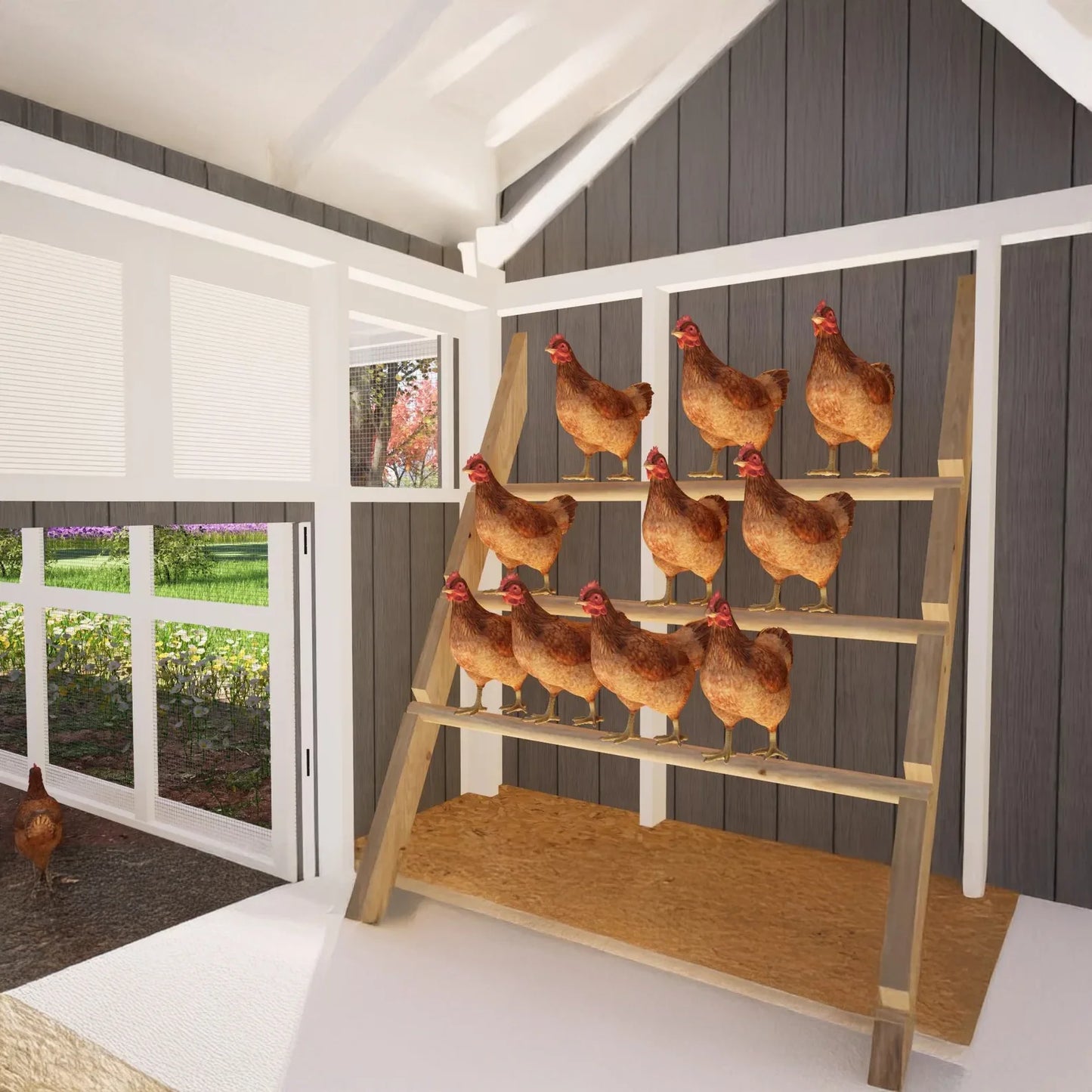 8x32 Large Chicken Coop Plans With 24ft Run For 24 Chickens