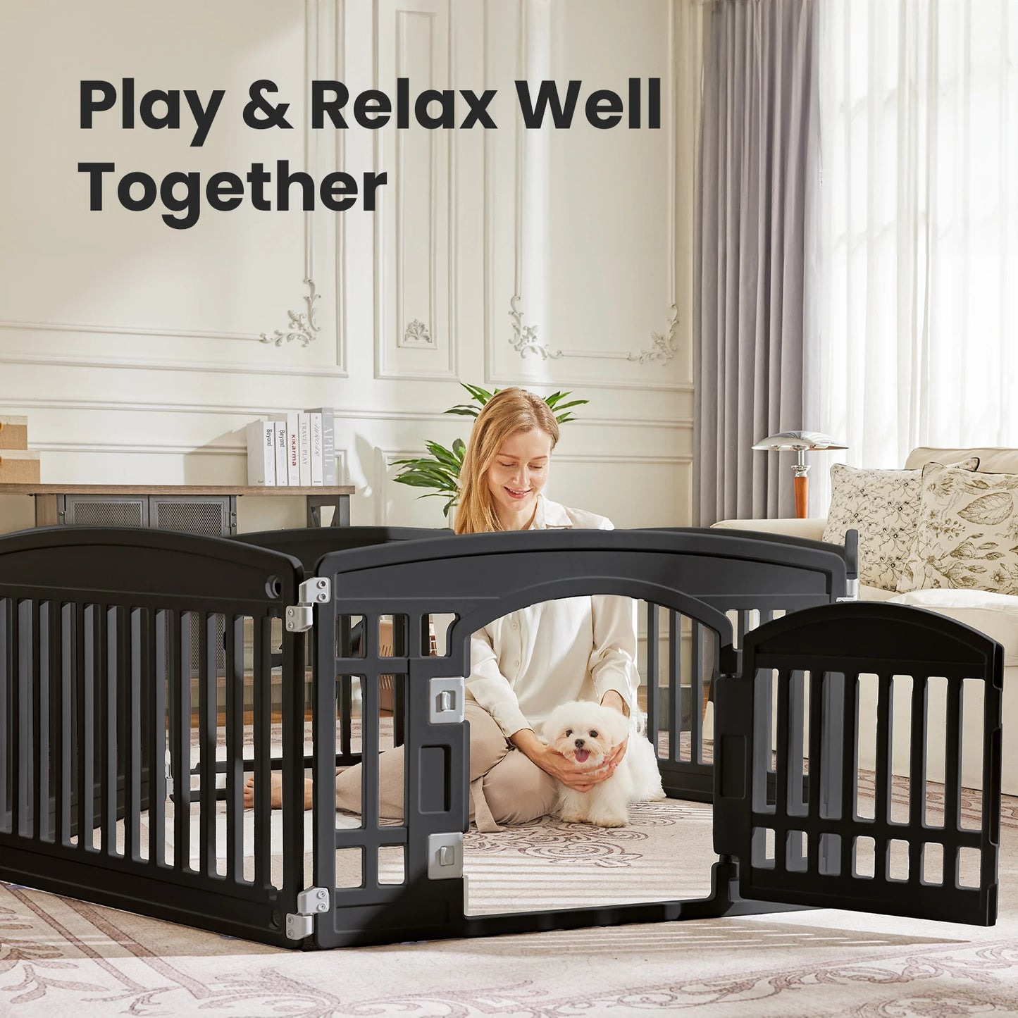 6 Panel Dog Playpen Safe and Secure Indoor Outdoor Fence
