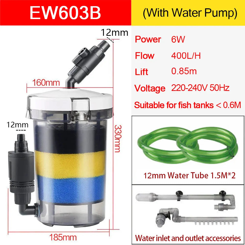 SUNSUN Pre-Filter Biochemical Fish Tank Filter Barrel Ultra-quiet Transparent External Aquarium Filter Bucket