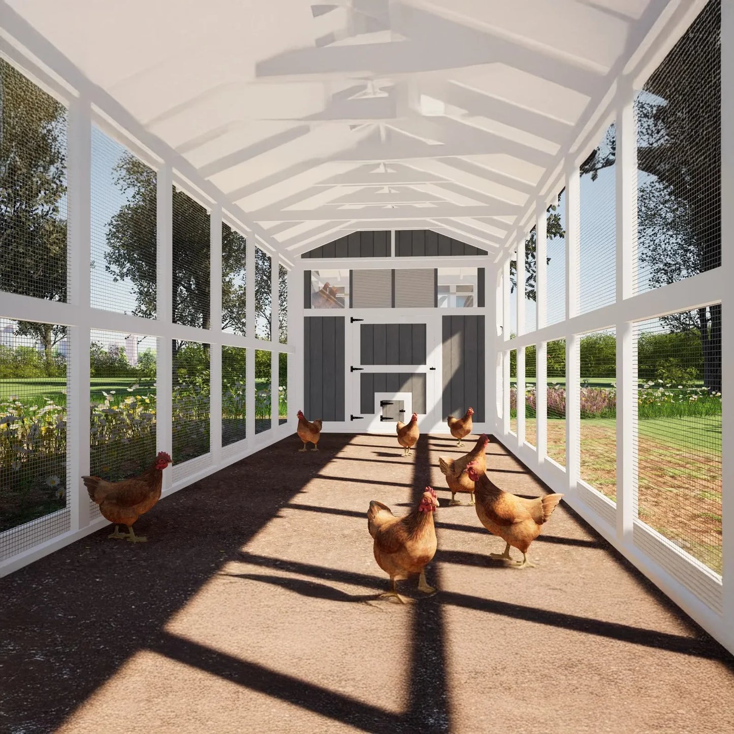 8x32 Large Chicken Coop Plans With 24ft Run For 24 Chickens