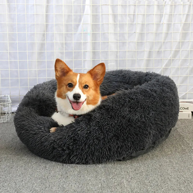 Donut Dog Bed Warm Soft Plush Pet Bed For Large Small Dogs