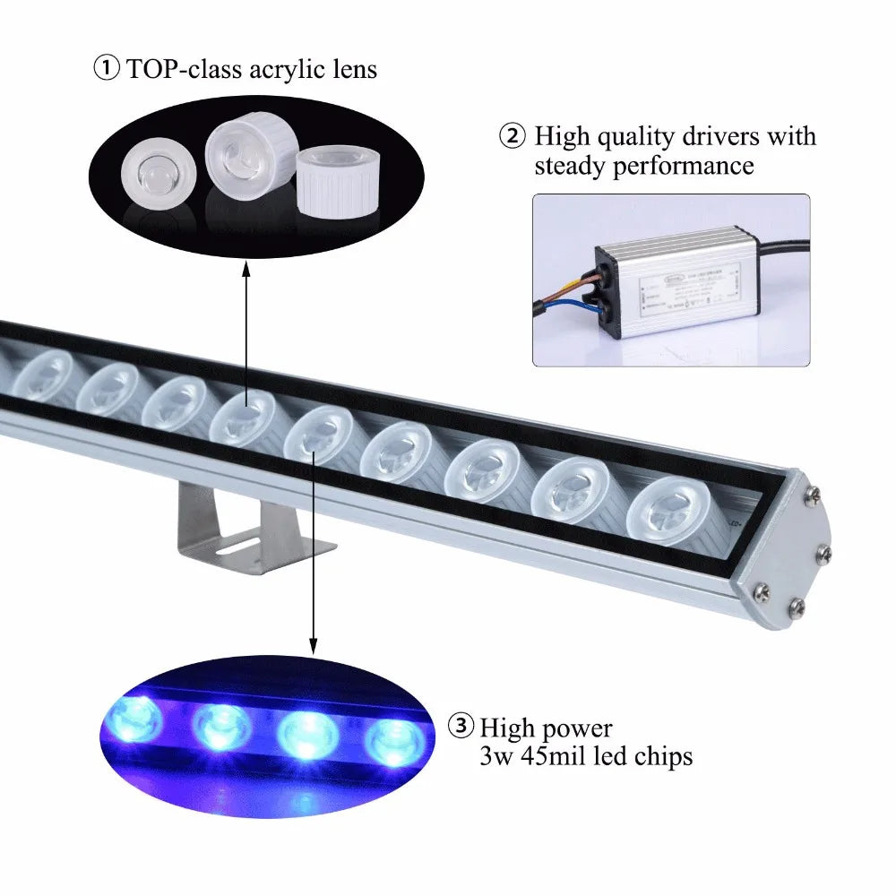 54W LED Aquarium Light Blue 470nm Waterproof Underwater Lamp for Fish Tank and Aquariums Accessories