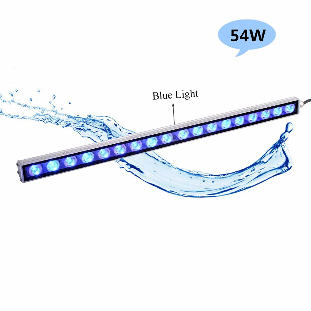 54W LED Aquarium Light Blue 470nm Waterproof Underwater Lamp for Fish Tank and Aquariums Accessories