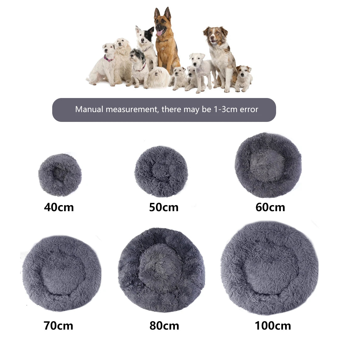 Donut Dog Bed Warm Soft Plush Pet Bed For Large Small Dogs