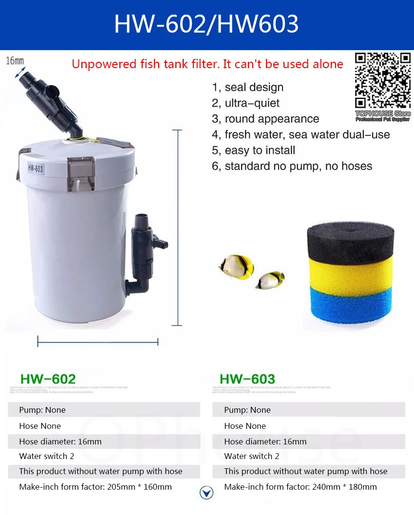 SUNSUN Pre-Filter Biochemical Fish Tank Filter Barrel Ultra-quiet Transparent External Aquarium Filter Bucket