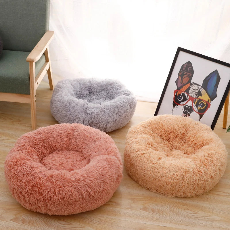 Donut Dog Bed Warm Soft Plush Pet Bed For Large Small Dogs