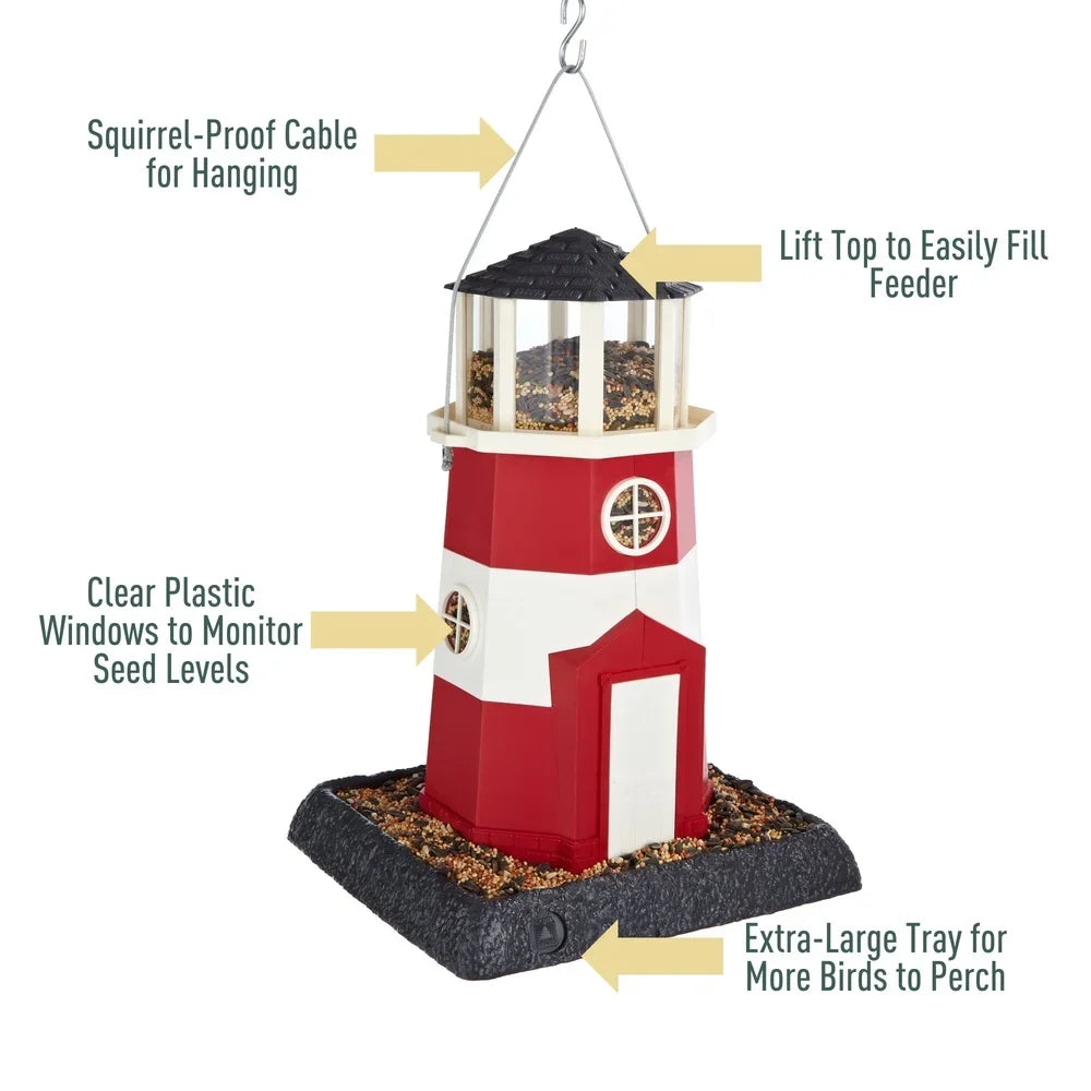 Hopper Bird Feeder Nautical Lighthouse Design Squirrel Proof