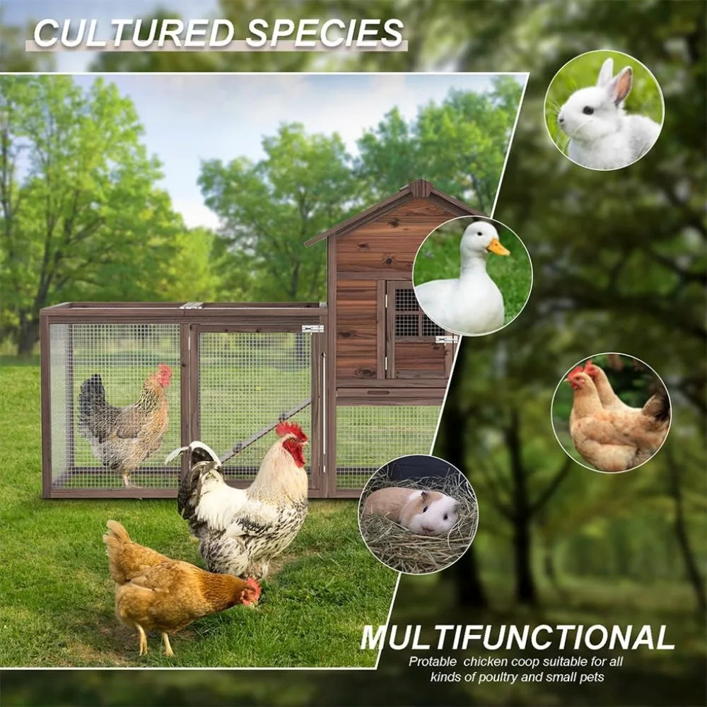 Large Wooden Chicken Coop With Run For 2 To 8 Chickens