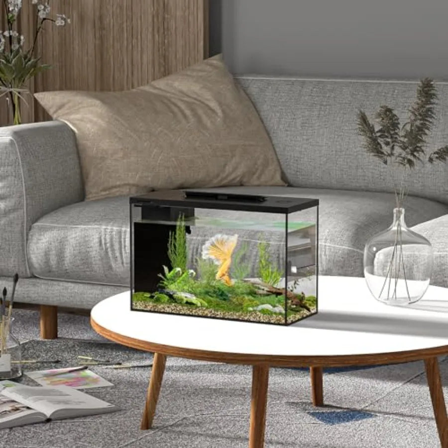 4.5 Gallon Self Cleaning Betta Fish Tank Kit With Built In Filter Adjustable LED Light Water Pump App Controlled