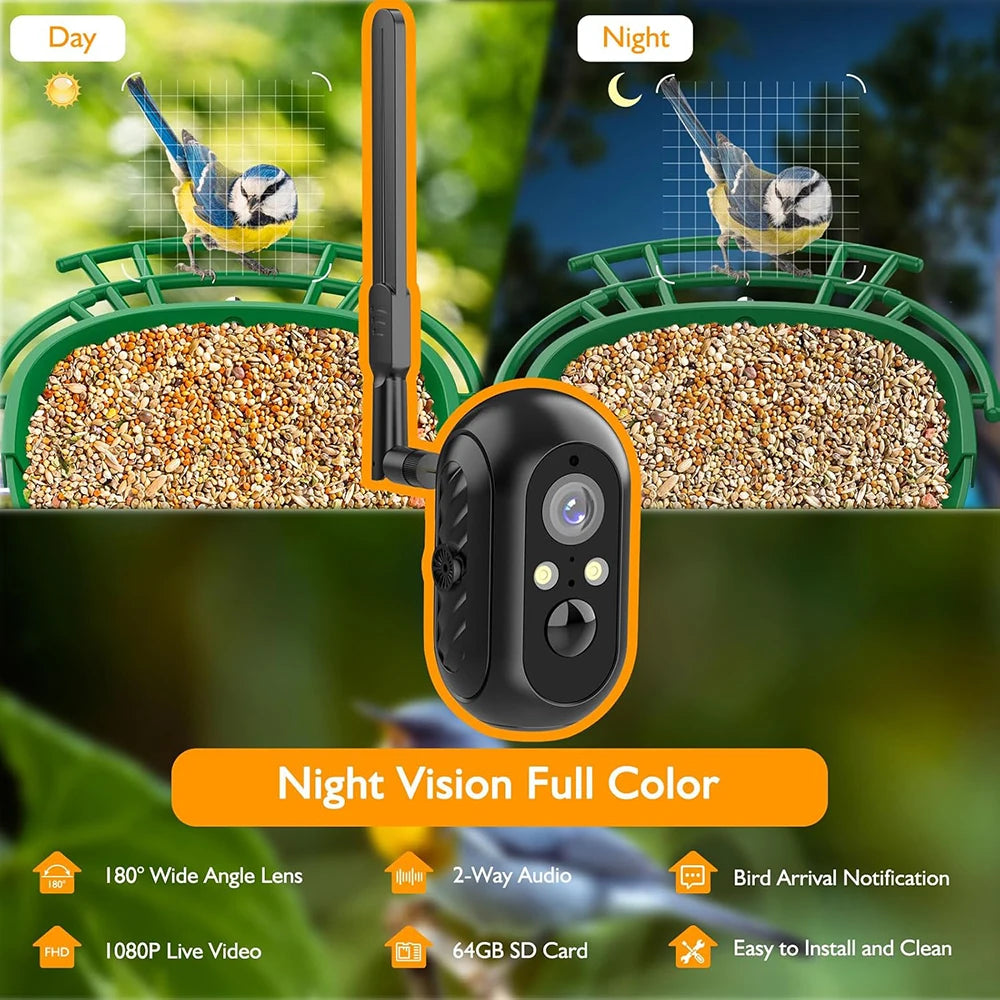 Smart Bird Feeder with Camera Outdoor Bird Watching Camera 1080P HD AI Wildlife Identification