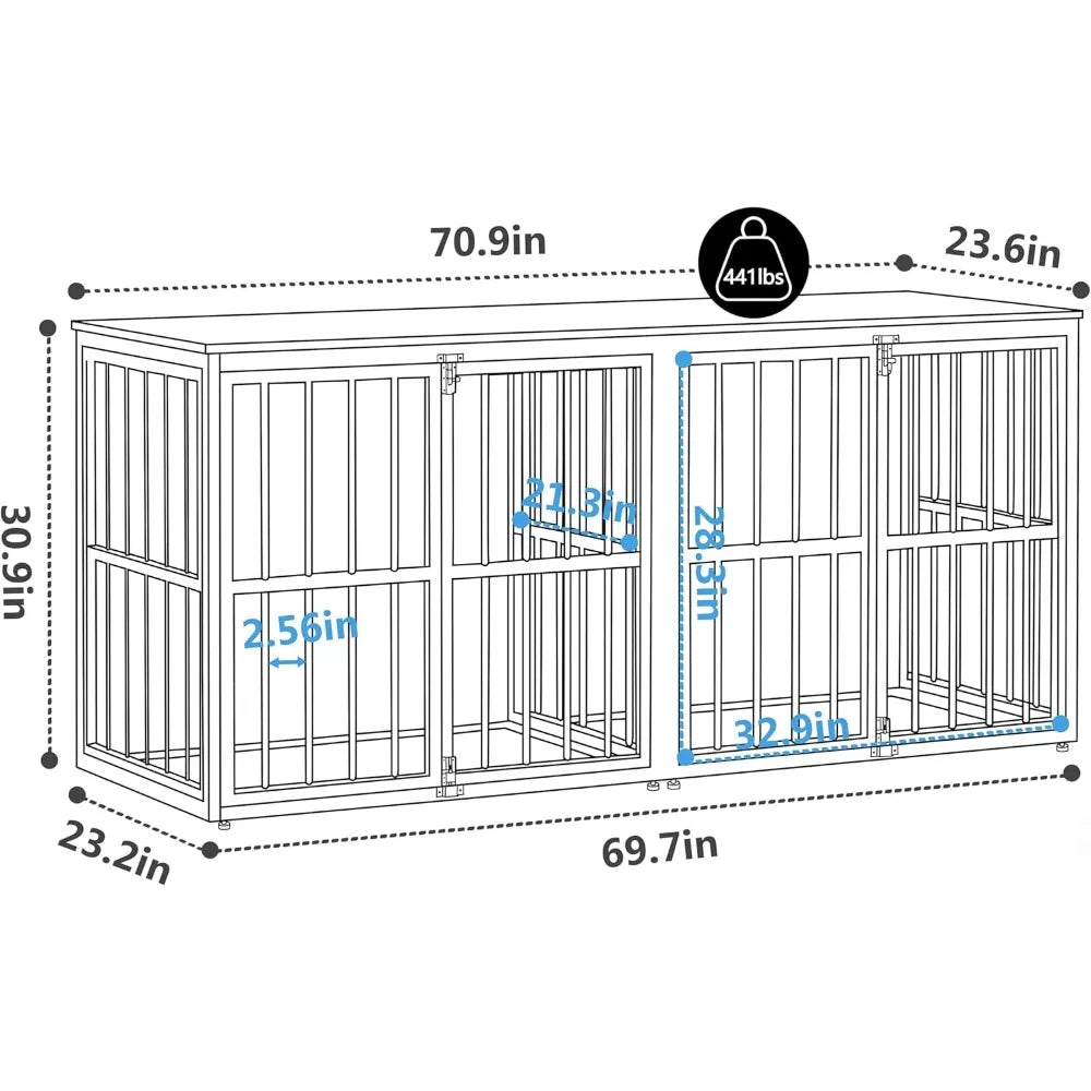 Masterpiece Double Wooden Dog Crate Furniture For 2 Dogs