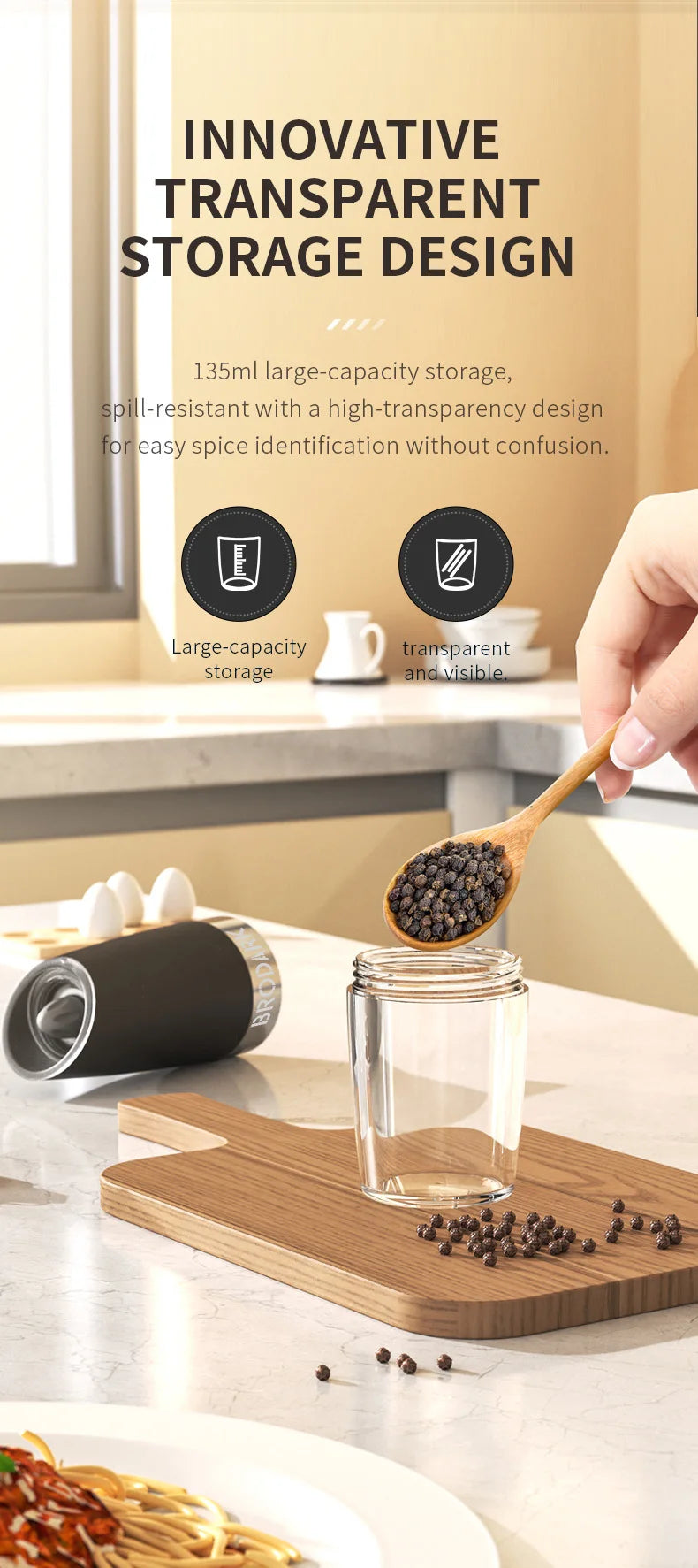 1/2Pcs Gravity Electric Salt And Pepper Grinder Set Battery Powered LED Light One Hand Automatic Operation