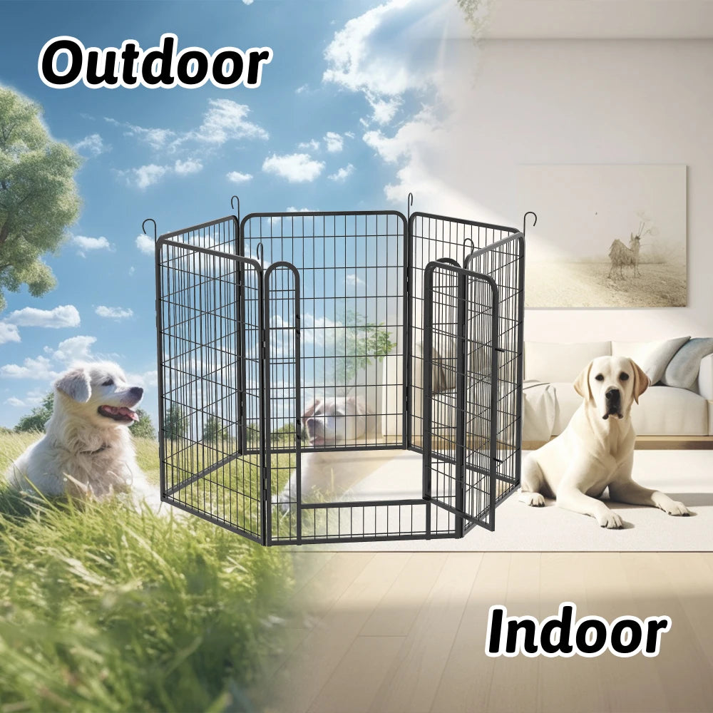 6 Panels Heavy Duty Metal Playpen with Door 39.37 Inch Dog Fence Pet Exercise Pen for Indoor and Outdoor Use