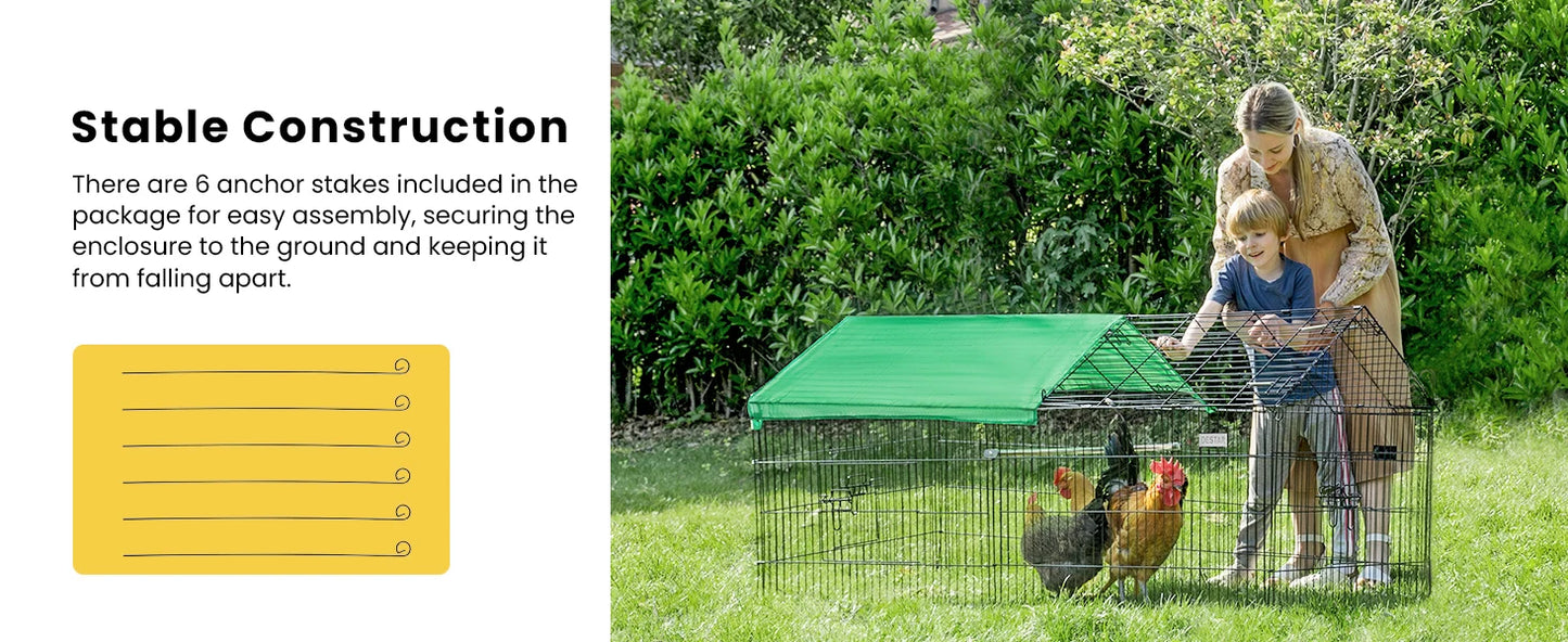71” x 30” Foldable Outdoor Metal Coop Chicken Cage Enclosure