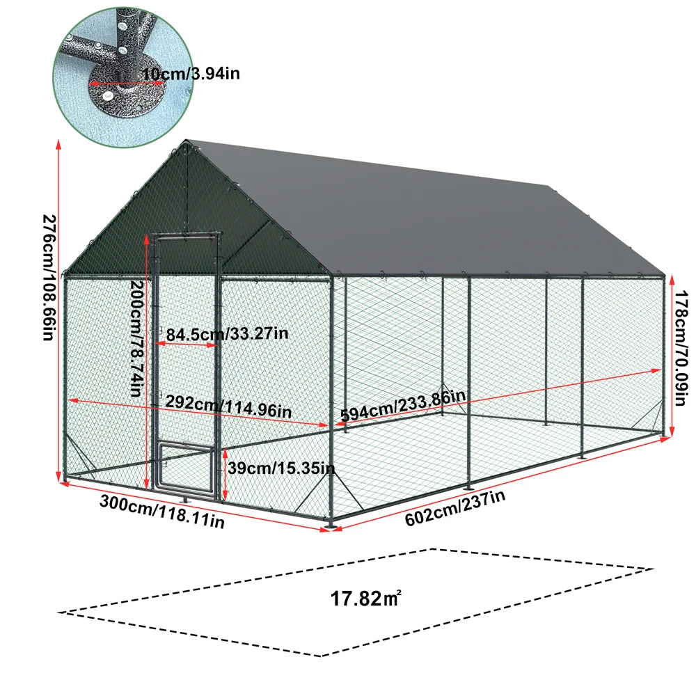 Heavy Duty Chicken Coop Metal Run With Waterproof Cover