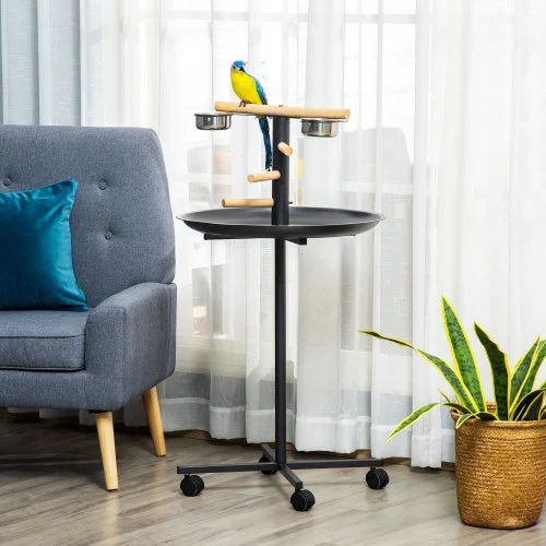 PawHut Bird Play Stand Portable Parrot Perch With Wheels