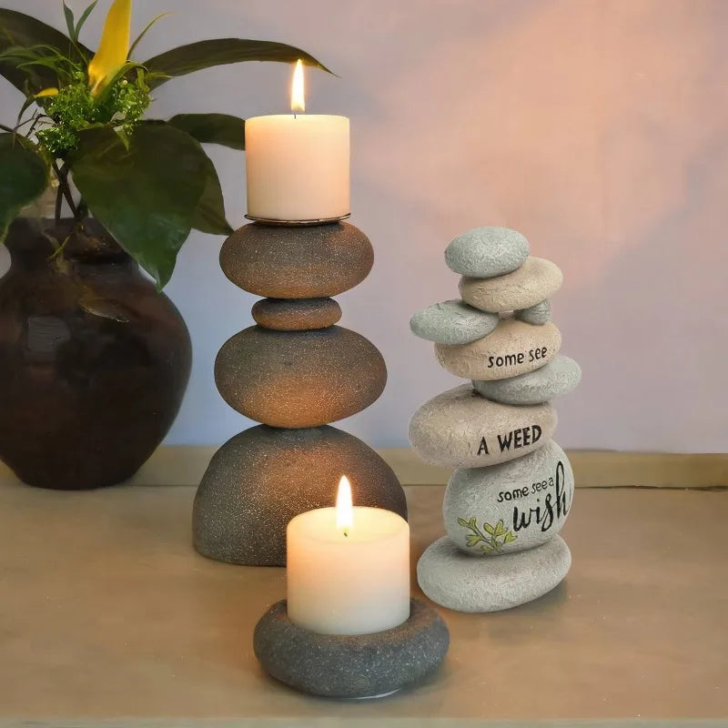 Garden Stones Outdoor Decor Stacked Rocks Resin Cairn Stones Statue for Japanese Zen Garden Decor and Fish Tank Aquarium