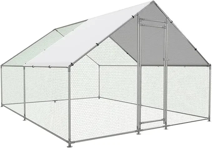 Large Metal Chicken Coop Walk In Poultry Cage with Water Resistant and Anti UV Cover for Ducks Rabbits and Cats Outdoor