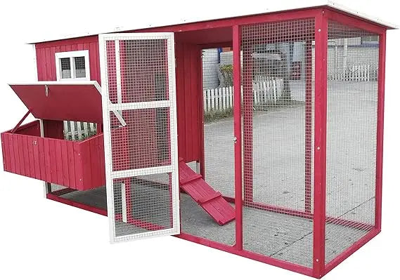 87 Inch Wood Hen House Outdoor For Four To Eight Chickens
