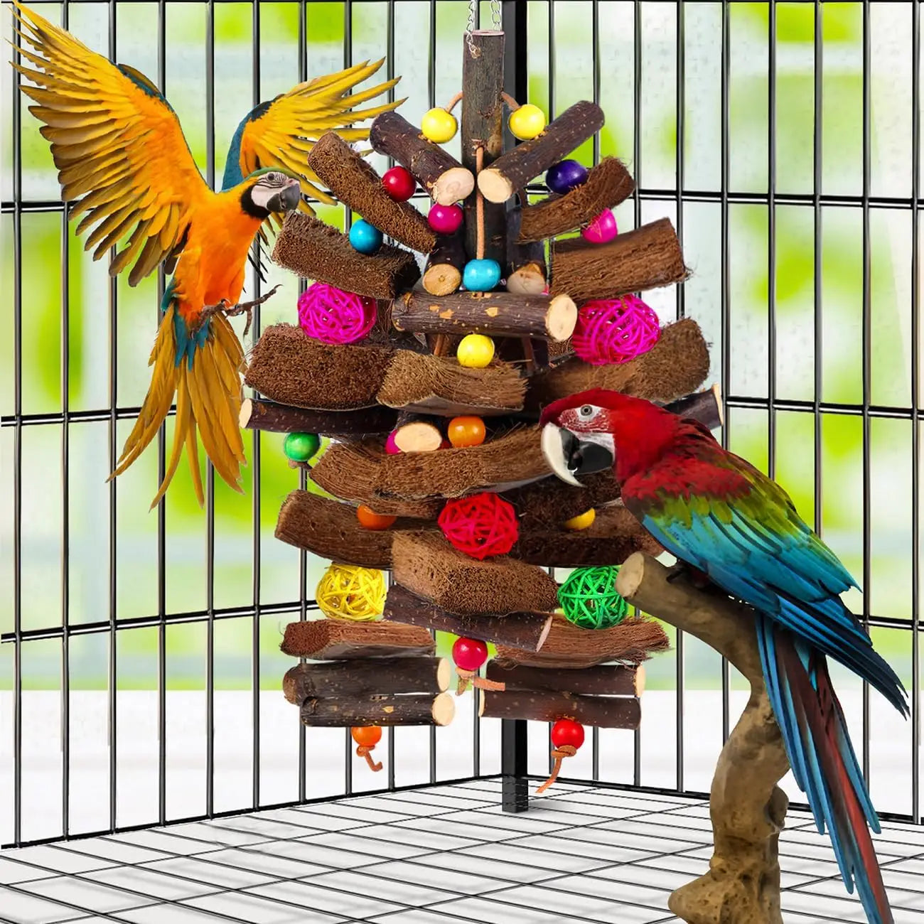 Natural Coconut Shell Bird Toys for Small Medium Birds