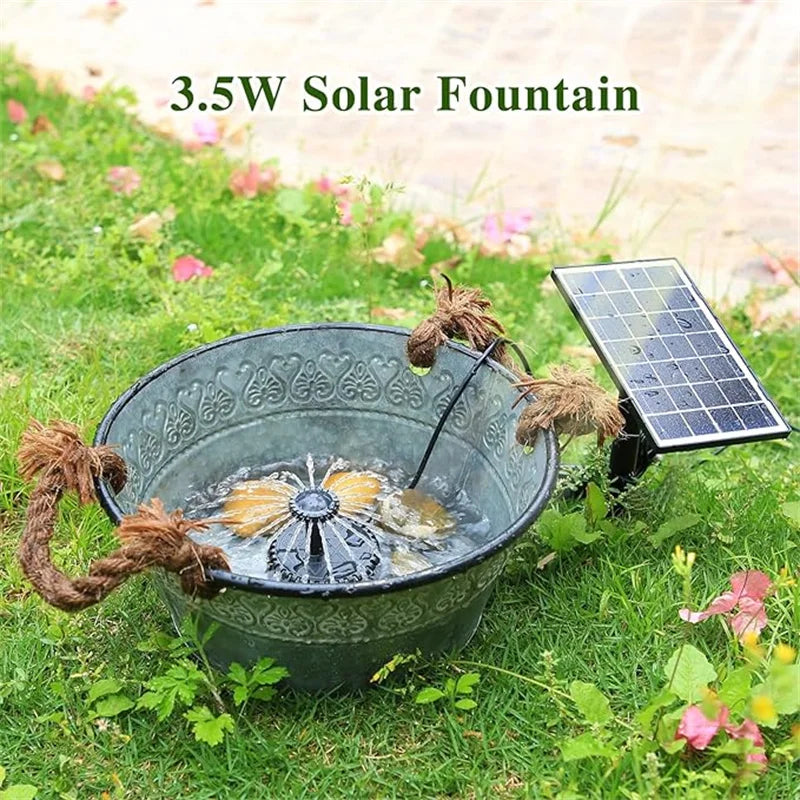 3.5W Solar Fountain Pump Outdoor Solar Fountain with Upgraded Glass Solar Panel and Nozzle Solar Fountain Pump for Bird Baths