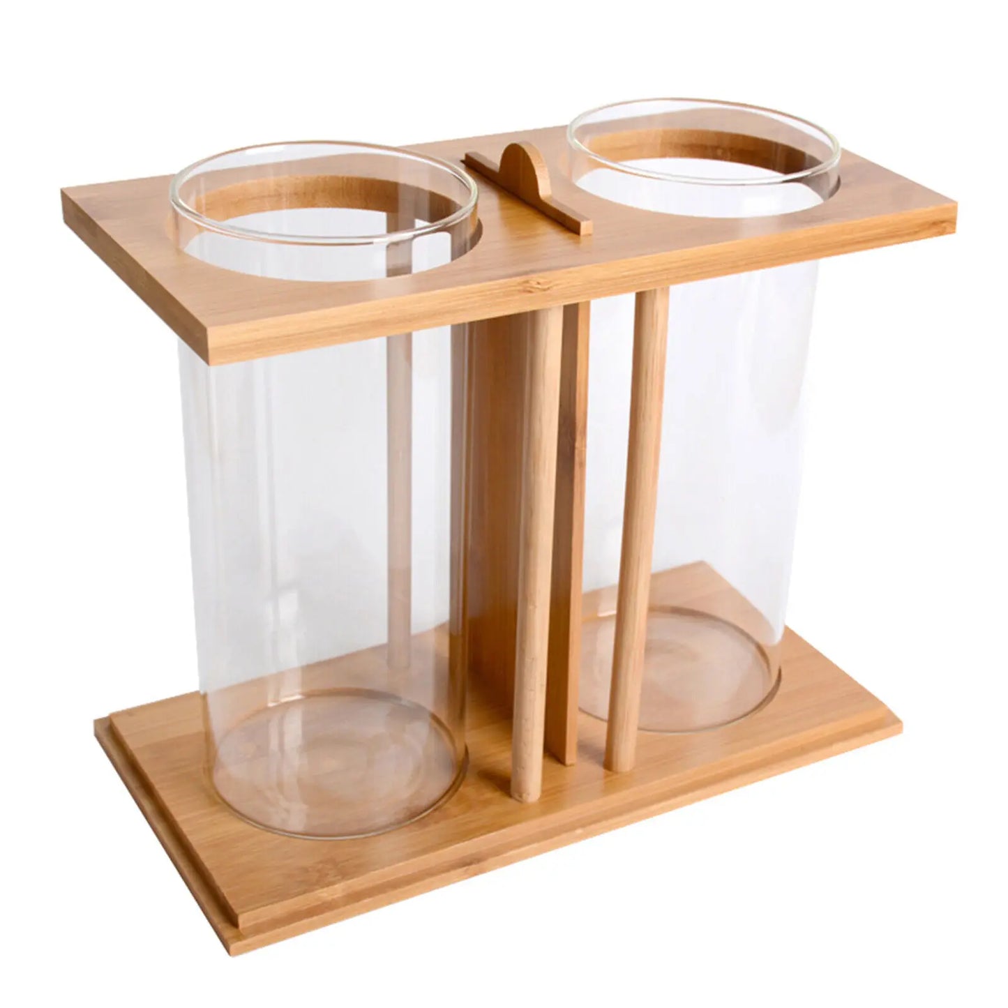 Glass Betta Fish Tank Bamboo Base Mini Aquarium Fish Tank For Desktop