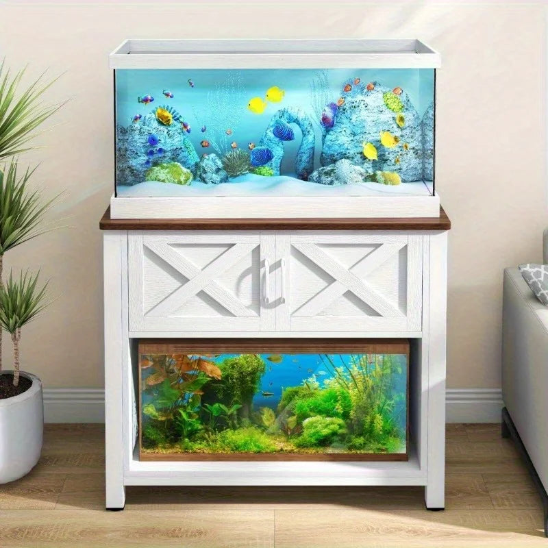 Heavy Duty Metal Fish Tank Rack with Power Outlet and Storage Cabinet for 40 to 70 Gallon Aquariums