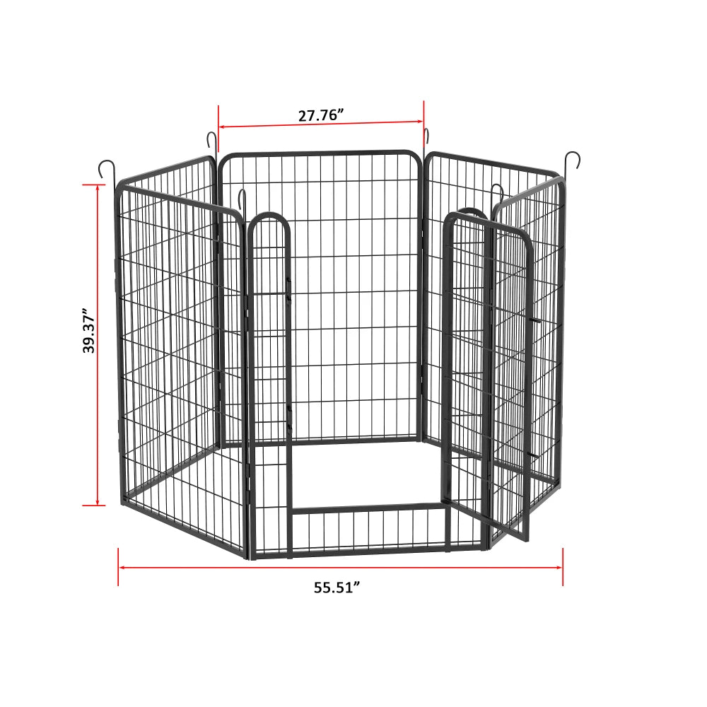6 Panels Heavy Duty Metal Playpen with Door 39.37 Inch Dog Fence Pet Exercise Pen for Indoor and Outdoor Use