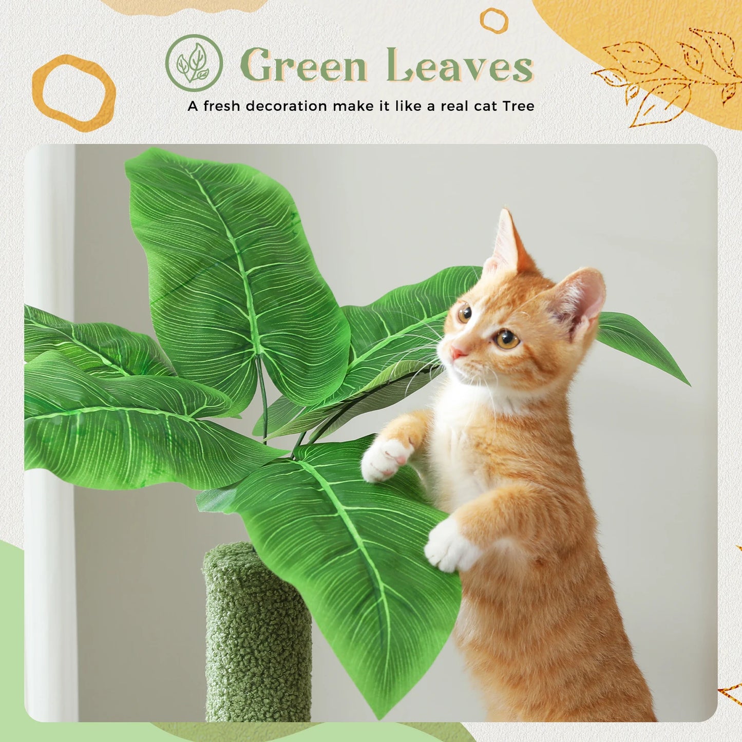 Multi Level Cat Tree for Indoor Cactus Cat Tower with Sisal Scratching Posts Large Condo and Deep Hammock Cat Accessories