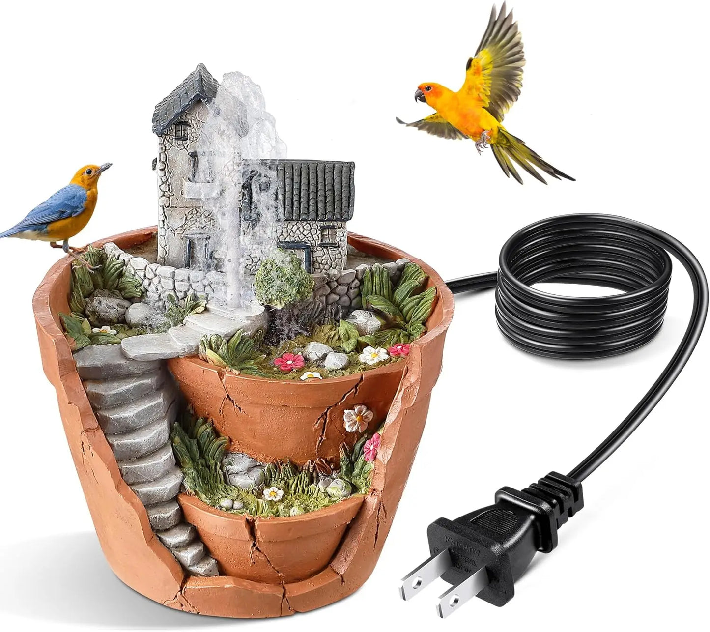 Bird Bath Fountain With Pump Water Wiggler for Gardens