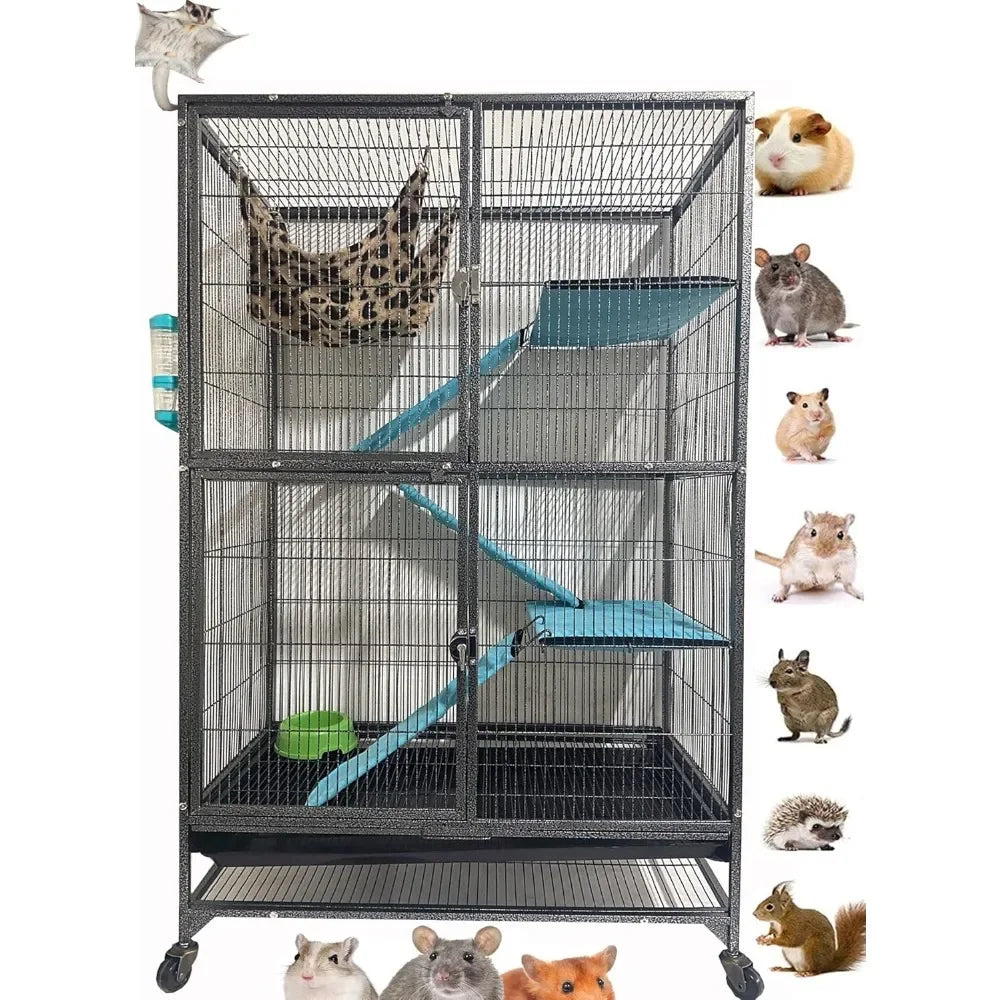 XL Small Animal Cage Two Story Chew Proof Bar Spacing Tray
