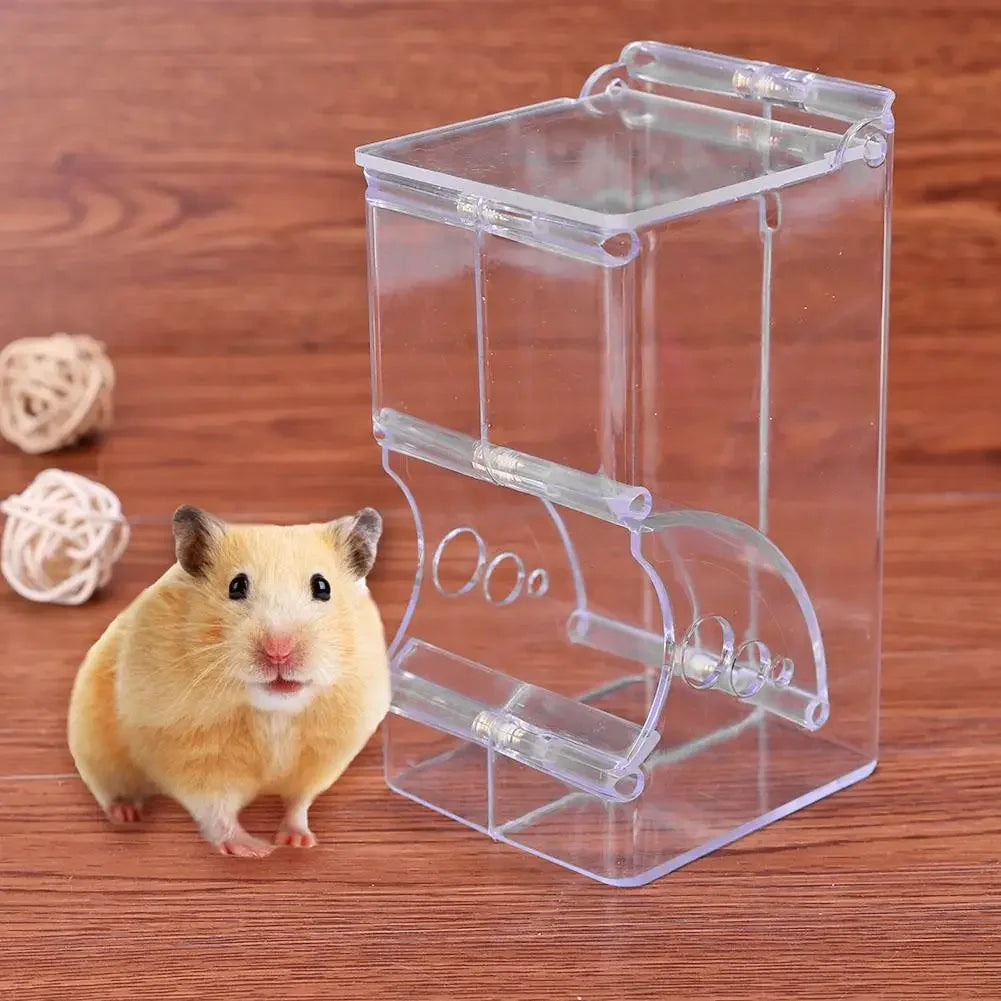 Hamster Rabbit Food Dispenser Feeder Clear Automatic Plastic Pet Feeder For Hamsters And Guinea Pigs Food Bowl Container