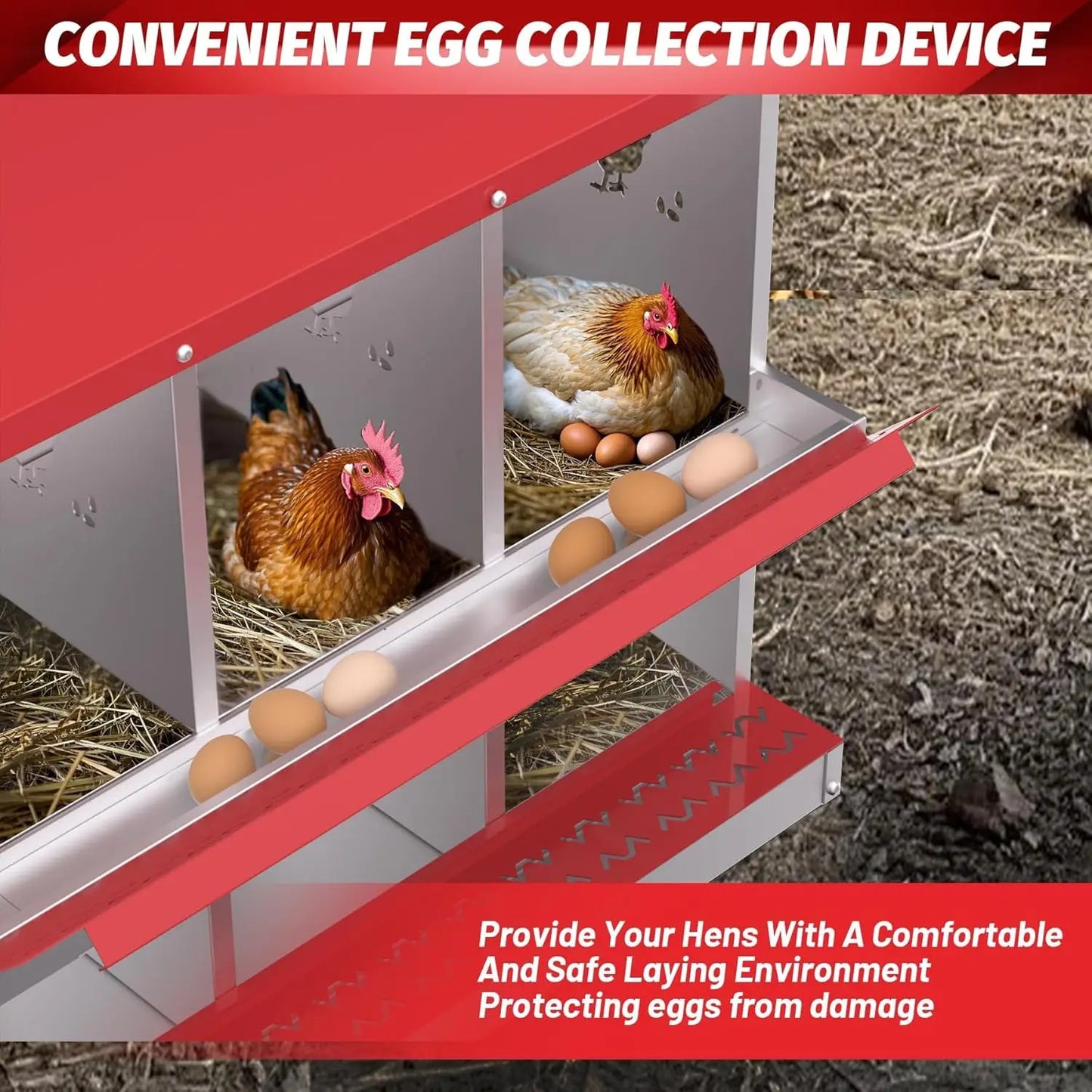 6 8 10 Grids Chicken Nesting Box Roll Away Egg Collection