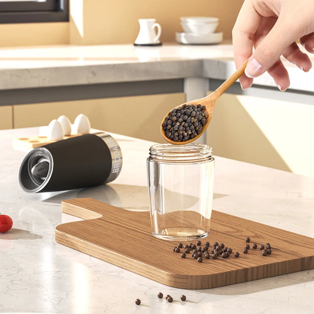 1/2Pcs Gravity Electric Salt And Pepper Grinder Set Battery Powered LED Light One Hand Automatic Operation
