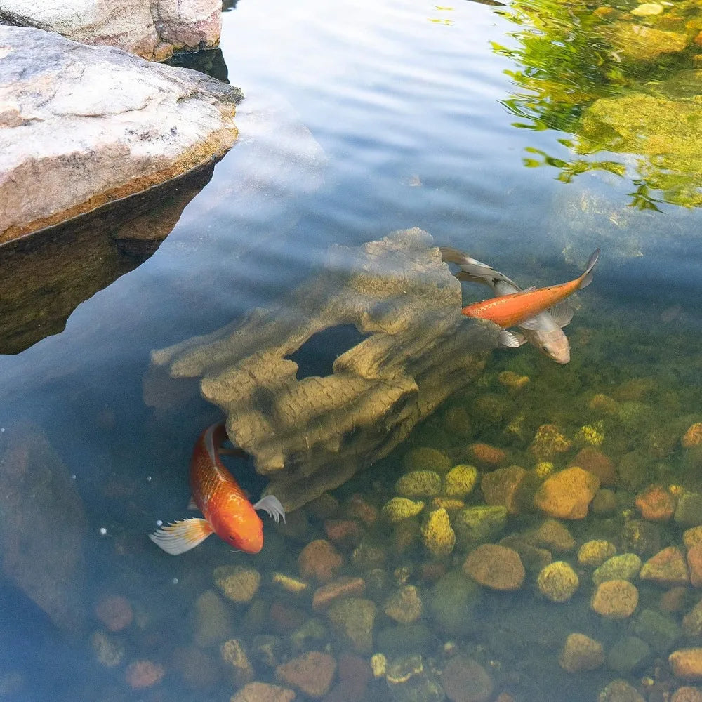 Koi Predator Controls Artificial Log Fish Holes Aquarium Decoration Brown Aquatic Pet Supplies