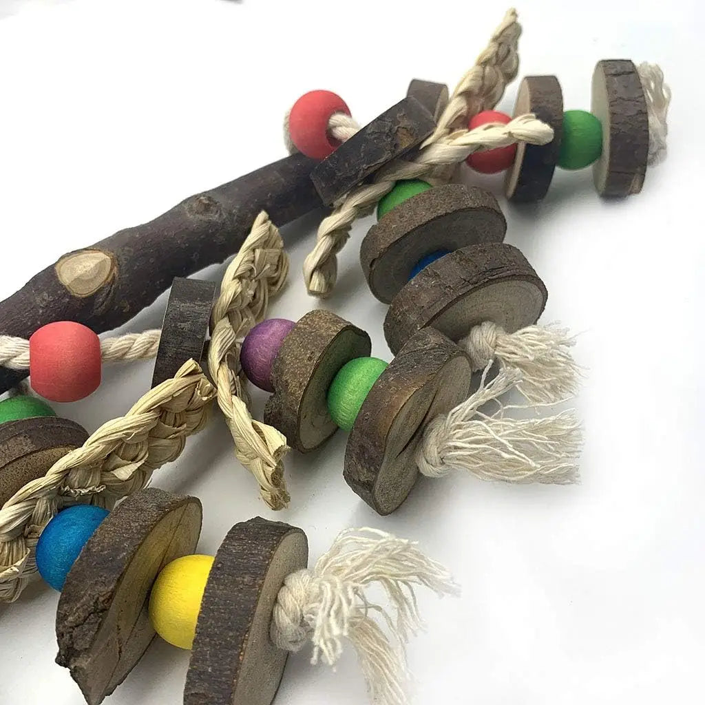 Natural Wooden Bird Chew Toy for Parrots to Reduce Biting