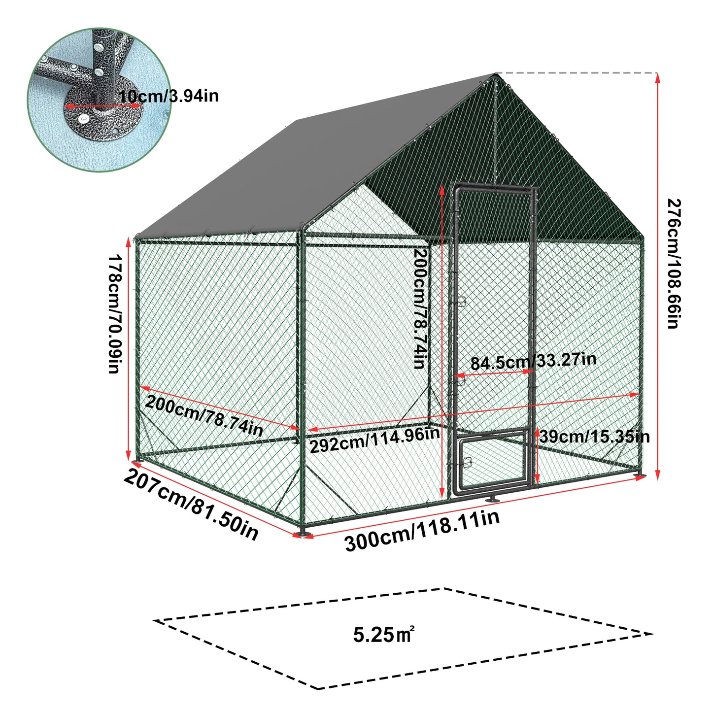 Heavy Duty Chicken Coop Metal Run With Waterproof Cover