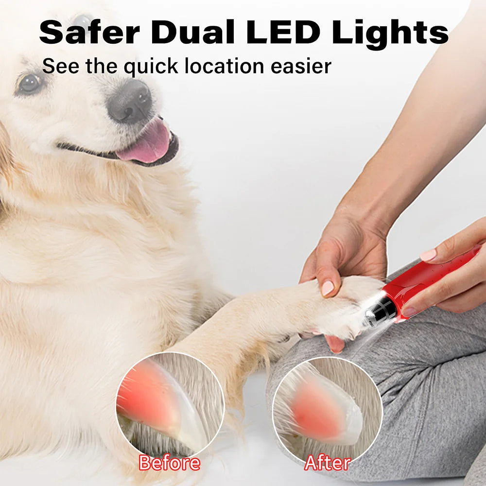 Dog Nail Grinder Dustproof with 2 LED Lights Super Quiet Powerful 6 Speed Nail Trimmer for Small Medium Large Dogs