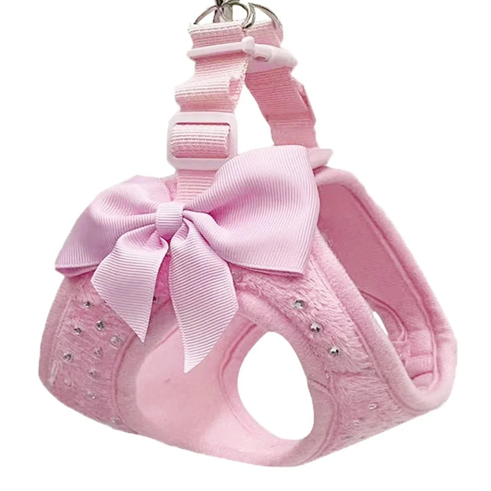Bowknot Dog Cat Vest Harness Chest Rope Set Adjustable Leash