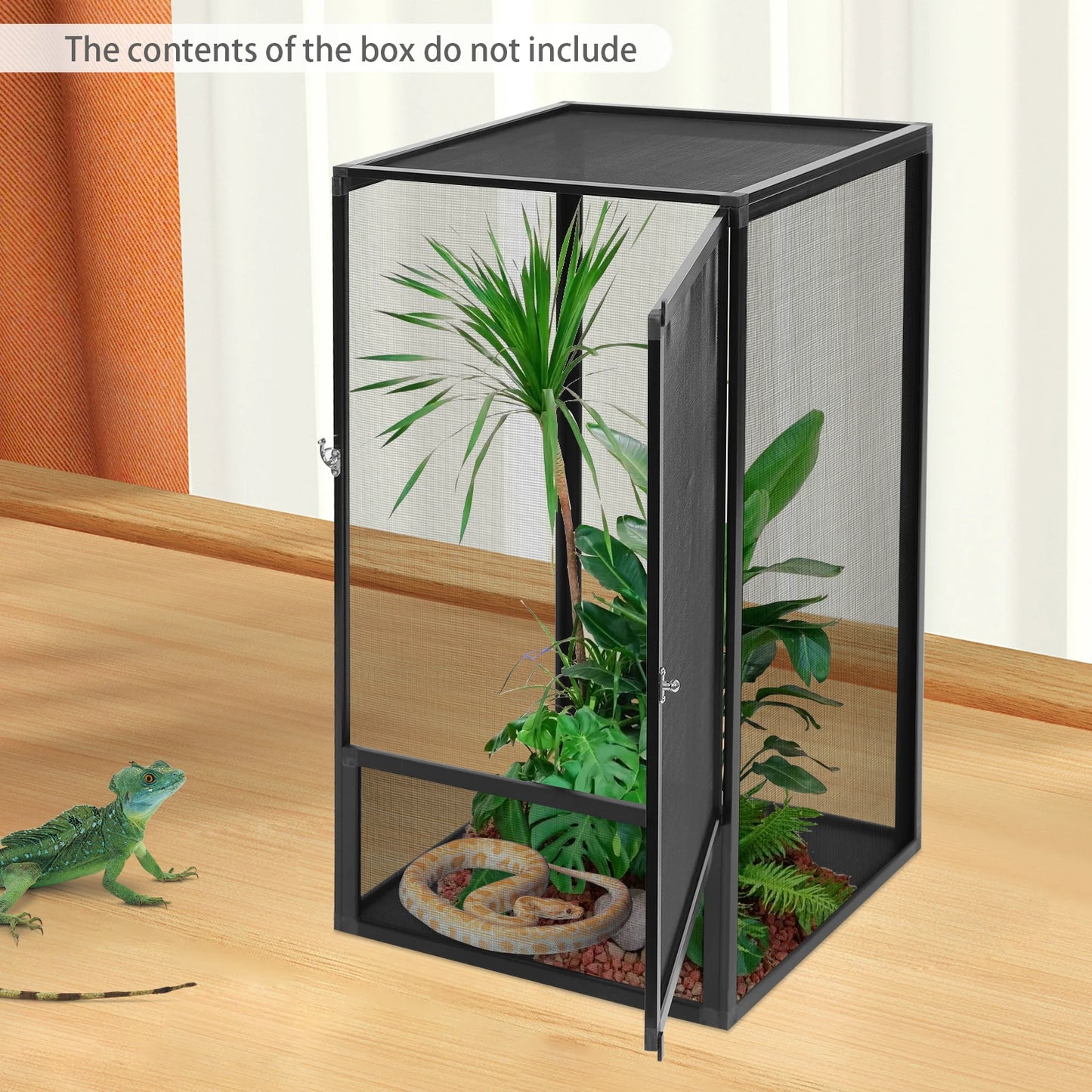 Freestanding Reptile Feeding Box Micro Habitat Enclosure for Chameleons, Lizards, Insects, Snakes