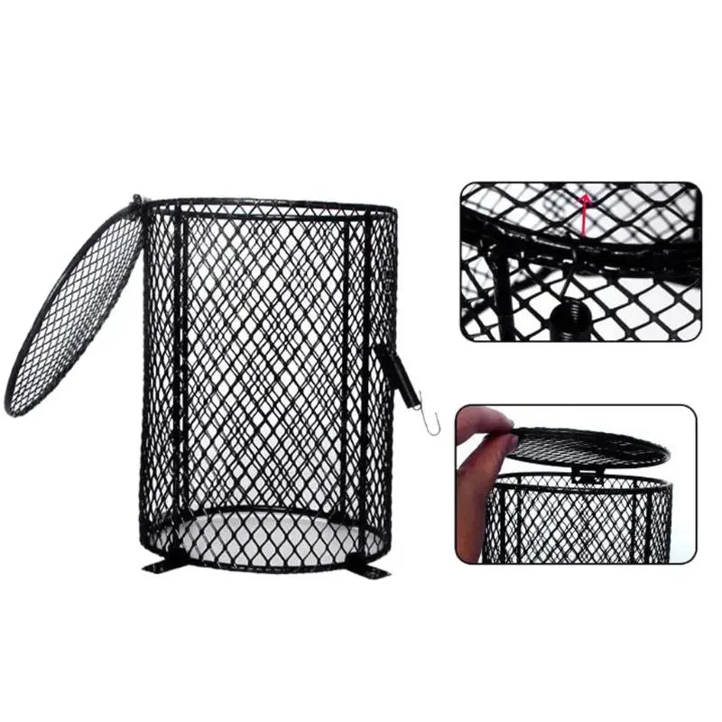 Reptile Heater Guard Heating Lamp Mesh Cover Anti Scald Lampshade Ceramic Light Bulb Protector Cylinder and Square Shaped