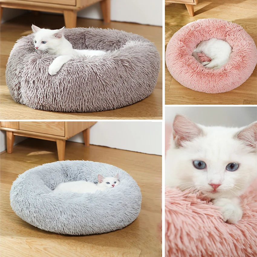 Donut Dog Bed Warm Soft Plush Pet Bed For Large Small Dogs
