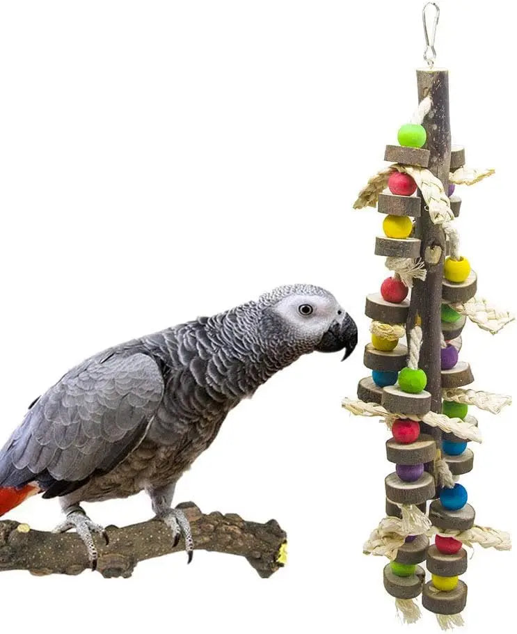 Natural Wooden Bird Chew Toy for Parrots to Reduce Biting
