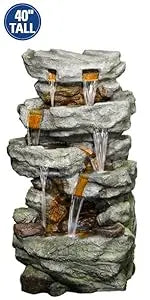 Outdoor Floor Rustic 2-Tiered Barrel and Pump Water Fountain, Old-Fashioned Fountain, 27", Bronze