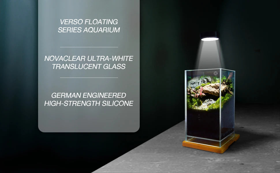 Rimless Low Iron Fish Tank Ultra-White Translucent Glass Verso Series Nano Shallow Pond Levitating Floating Air Aquarium