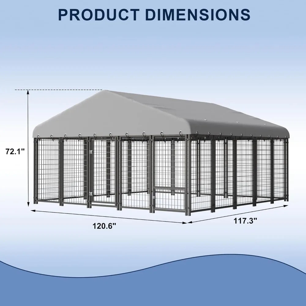 Dog Kennel 10X10FT Outside Heavy-Duty Dog Cage with Roof