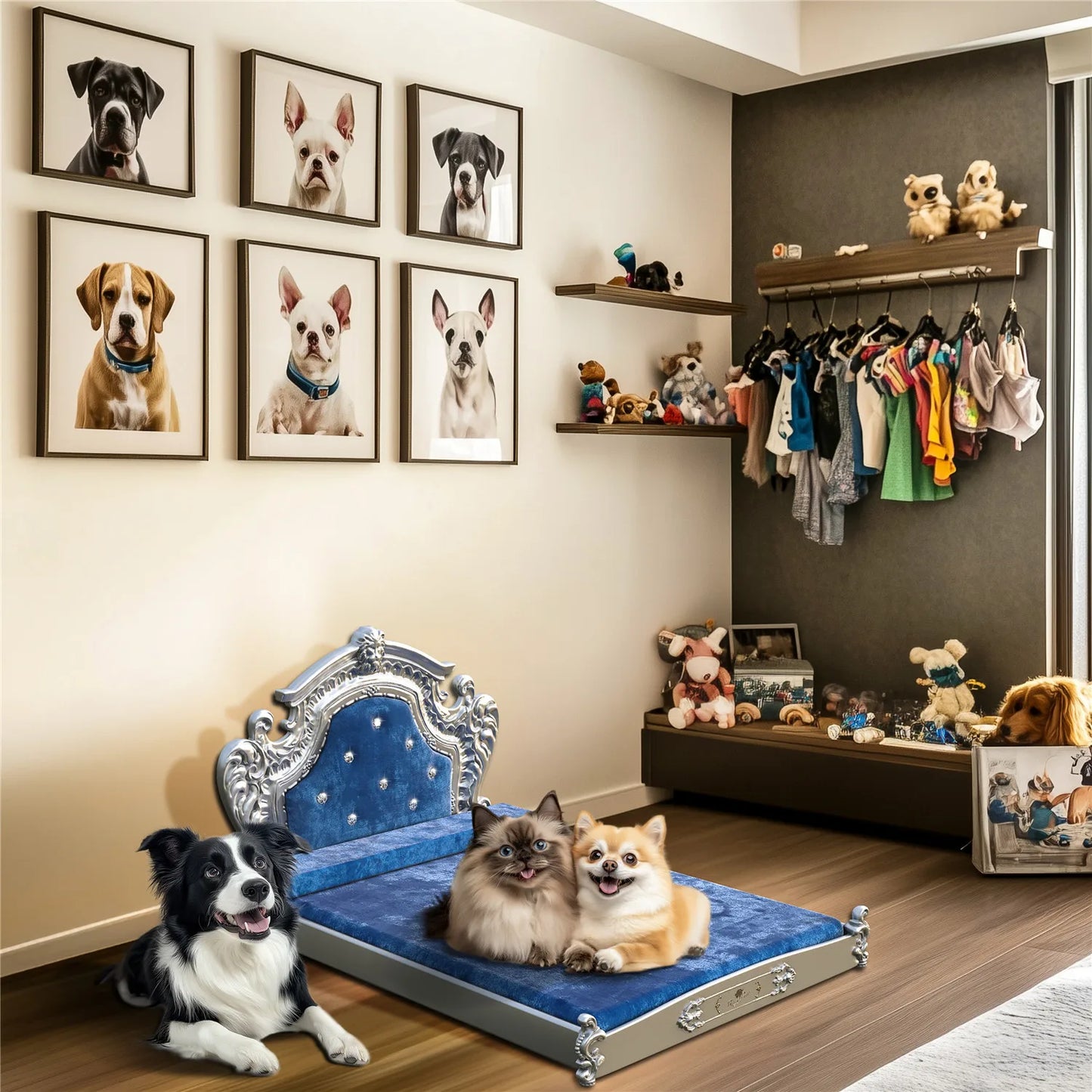 Bingopaw Luxury Pet Bed with Headboard for Medium Dogs