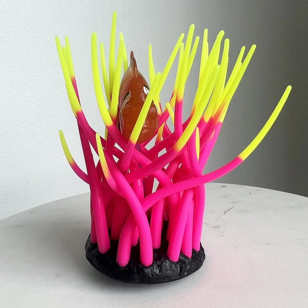 Multicolor Silicone Anemone Ornament With Moving Tentacles