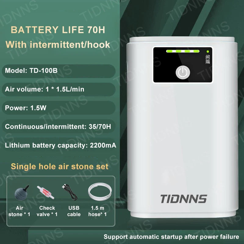 Aquarium Fish Tank Oxygen Pump Charging Dual-Purpose Air Pump Usb Lithium Battery Household Portable Fishing Mute 6000mA Outdoor
